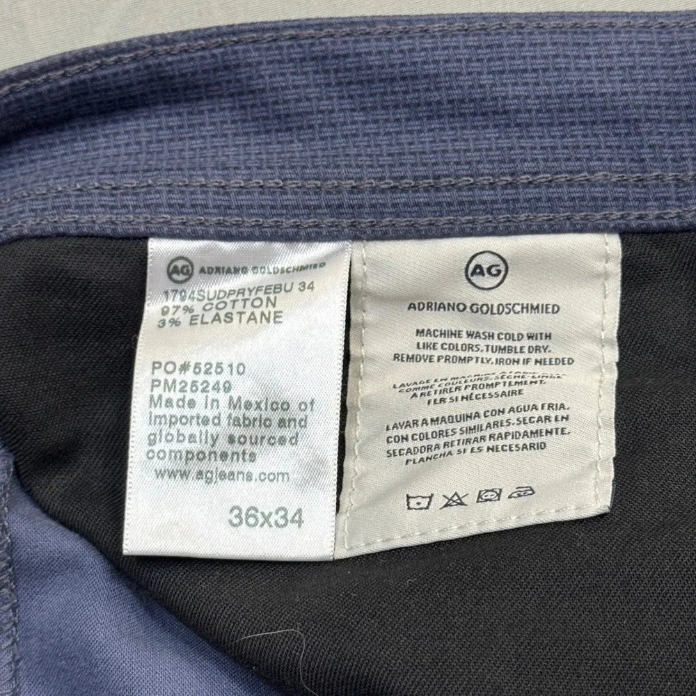 AG Adriano Goldschmied Everett Slim Straight Blue Textured Pants 36x34 (39x28.5)